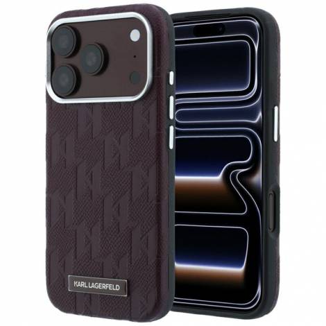 Karl Lagerfeld Grained Mono Resin Logo Case for iPhone 18 Pro Max / 17 Pro Max – Burgundy – Θήκη Προστασίας για iPhone 18 Pro Max / 17 Pro Max σε Μπορντό Χρώμα