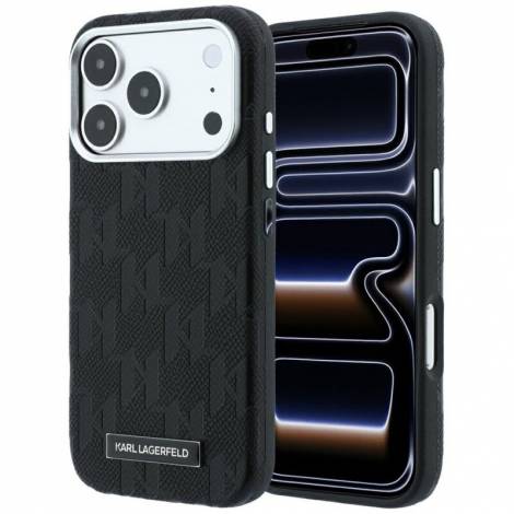 Karl Lagerfeld Grained Mono Resin Logo MagSafe Case for iPhone 18 Pro Max / 17 Pro Max – Black – Θήκη Προστασίας για iPhone 18 Pro Max / 17 Pro Max σε Μαύρο Χρώμα