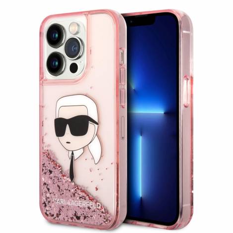 Karl Lagerfeld Ikonik Case Karl's Head Θήκη προστασίας από σκληρό πλαστικό – iPhone 14 Pro Max (Clear Pink/Glitter)