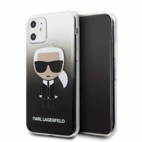 Karl Lagerfeld Ikonik Gradient Transparent Case Karl's Head Θήκη προστασίας από σιλικόνη – iPhone 11 (Clear / Gradient Black)