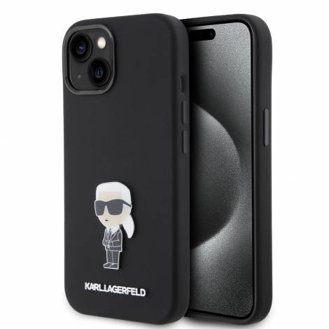 Karl Lagerfeld Ikonik Metal Pin Hard Case Θήκη προστασίας από σιλικόνη  – iPhone 15 (Black – KLHCP15SSMHKNPK)