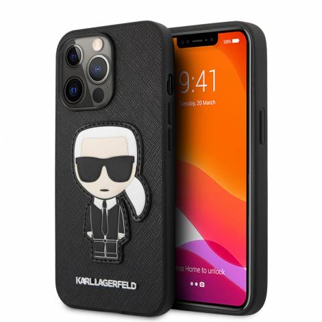 Karl Lagerfeld Ikonik Patch Saffiano Hard Case Θήκη προστασίας από δερματίνη – iPhone 13 Pro Max (μαύρο – KLHCP13XOKPK)