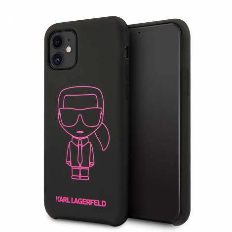 Karl Lagerfeld Ikonik Pink Outline Silicone Case Θήκη προστασίας από σιλικόνη – iPhone 11 (Μαύρο/Ροζ)