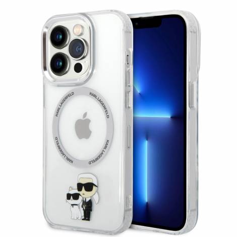 Karl Lagerfeld IML NFT Back Cover Hard Case Karl & Choupette Διάφανη θήκη προστασίας με ενσωματωμένο δαχτυλίδι MagSafe – iPhone 14 Pro Max (Clear/Grey)