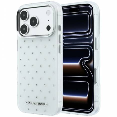 Karl Lagerfeld IML Rhinestones Allover & Electroplated Case for iPhone 18 Pro Max / 17 Pro Max – White – Θήκη Προστασίας για iPhone 18 Pro Max / 17 Pro Max σε Λευκό Χρώμα