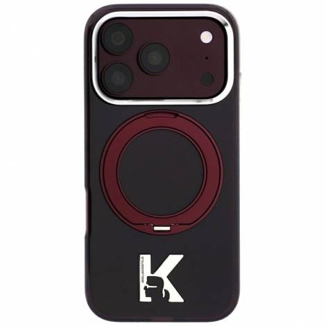 Karl Lagerfeld IML Ring Stand 360 Kameo Metal Case for iPhone 18 Pro Max / 17 Pro Max – Burgundy – Θήκη Προστασίας για iPhone 18 Pro Max / 17 Pro Max σε Μπορντό Χρώμα
