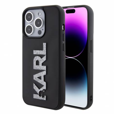 Karl Lagerfeld “Karl 3D Logo Glitter Cover” Hard Case Θήκη προστασίας από σιλικόνη – iPhone 15 Pro (Glitter / Black – KLHCP15L3DMBKCK)