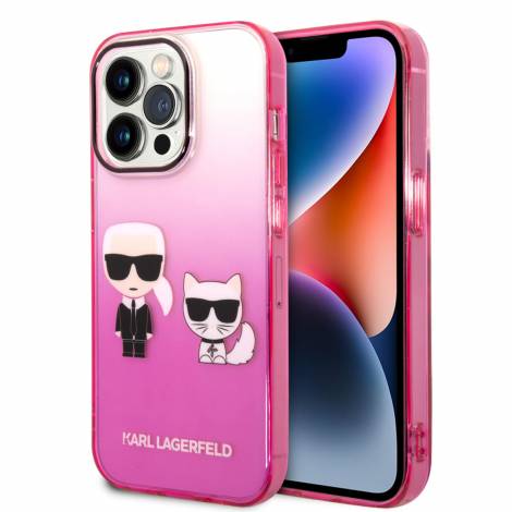 Karl Lagerfeld “Karl & Choupette” Back Cover Case Διάφανη Θήκη προστασίας από Liquid Silicone – iPhone 14 Pro (Pink)