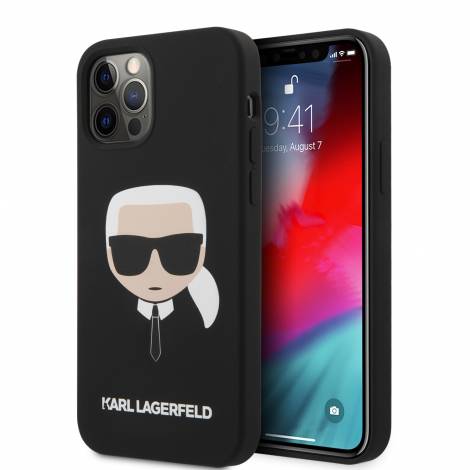 Karl Lagerfeld Liquid Silicone Case Karl's Head Θήκη προστασίας από σιλικόνη – iPhone 12 / iPhone 12 Pro (Μαύρο - KLHCP12MSLKHBK)