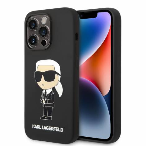 Karl Lagerfeld NFT Ikonik Magsafe Silicone Case Karl Θήκη προστασίας με ενσωματωμένο δαχτυλίδι MagSafe – iPhone 14 Pro (Black)