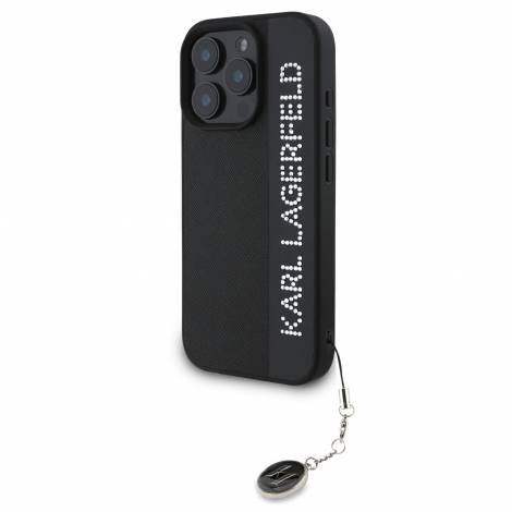 Karl Lagerfeld “Rhinestones and Charm” Θήκη προστασίας από για iPhone 16 Pro Max με κρεμαστό στολίδι (Μαύρο – KLHCP16XPSAKDGCK)