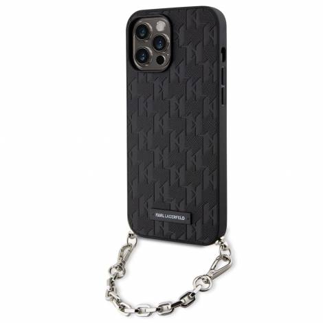 Karl Lagerfeld Saffiano Monogram Chain- Θήκη Προστασίας απο Σιλικόνη – iPhone 14 Pro Max  (Black)