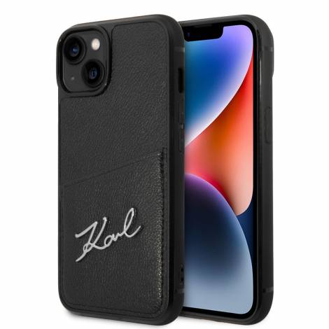Karl Lagerfeld Signature Logo Hard Case with Card Slot Θήκη προστασίας με υποδοχή για πιστωτικές κάρτες – iPhone 14 (Black)