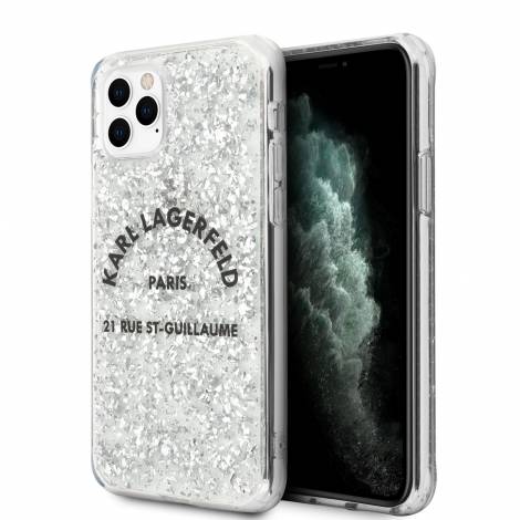Karl Lagerfeld “St.Guillaume Logo Collection” Glitter Flakes Cover Θήκη προστασίας από σιλικόνη – iPhone 11 Pro Max (KLHCN65TRFGSL)