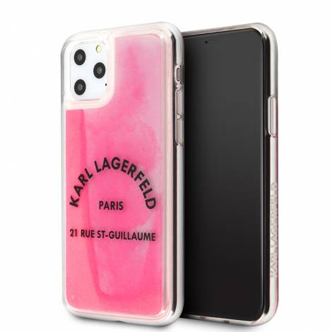 Karl Lagerfeld “St.Guillaume Logo Collection” Glow in the Dark Sand Case Θήκη προστασίας για iPhone 11 Pro (Grey / Pink – KLHCN58GLTRSL)