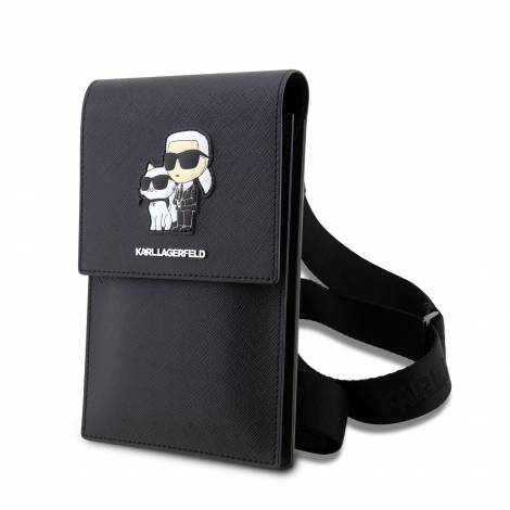 Karl Lagerfeld Wallet Embossed K+C Saffiano Bag Τσαντάκι clutch κατάλληλο για smartphone (Black – KLWBSAKCPMK)