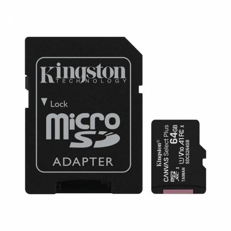 Kingston memory card 64GB microSDXC Canvas Select Plus cl. 10 UHS-I 100 MB/s + adapter