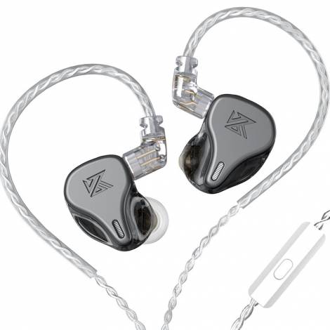 KZ DQ6 Grey With Mic - IEM 3,5 HBB Tuned Improved In Ear Monitor Earphones, 3DD Dynamic
