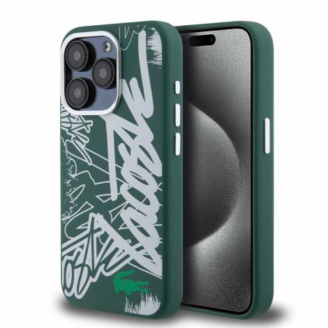 Lacoste Graffiti Hard Case Θήκη προστασίας από Liquid σιλικόνη για iPhone 15 Pro (Πράσινο/Λευκό– LCHCP15LGRAH)