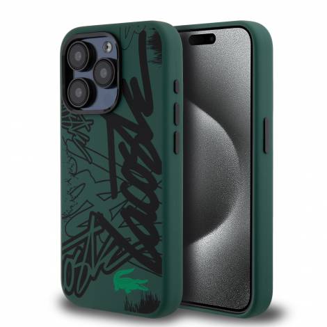 Lacoste Graffiti Hard Case Θήκη προστασίας από Liquid σιλικόνη για iPhone 15 Pro (Πράσινο/Μαύρο)