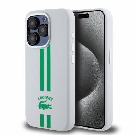 Lacoste Stripes Hard Case Θήκη προστασίας από Liquid σιλικόνη για iPhone 15 Pro (Πράσινο/Λευκό)