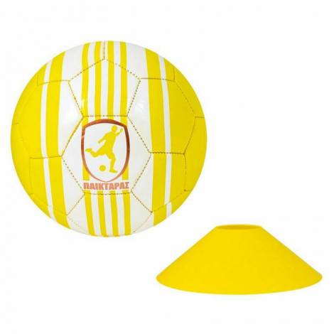 Λαμπάδα παικταράς κιτρινος με δερμάτινη μπάλα και 4 πλαστικούς κώνους στα χρώματα της αγαπημένης σου ομάδας,για ατελείωτες ώρες προπόνησης και πολλά γκολ - Δερμάτινη μπάλα σε κίτρινο χρώμα - 4 κώνοι προπόνησης   1500-15759