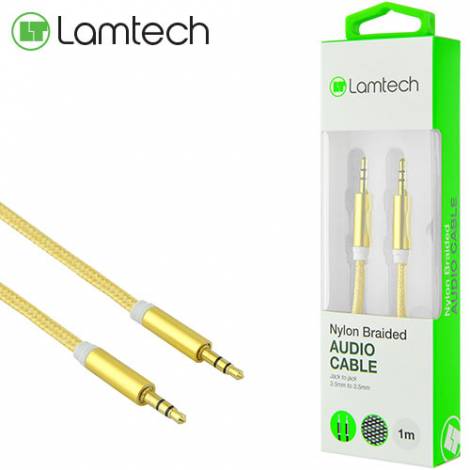 LAMTECH AUDIOCABLE BRAIDED 1m 3.5mm to 3.5mm GOLD