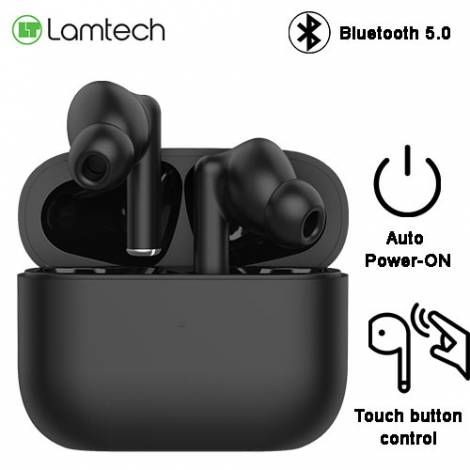 LAMTECH BLUETOOTH 5.0 TWS EARPHONES WITH CHARGING DOCK BLACK  LAM021837