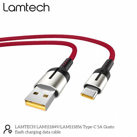 Lamtech Braided / Regular USB 2.0 Cable USB-C male - USB-A male Κόκκινο 1.2m (LAM111856)