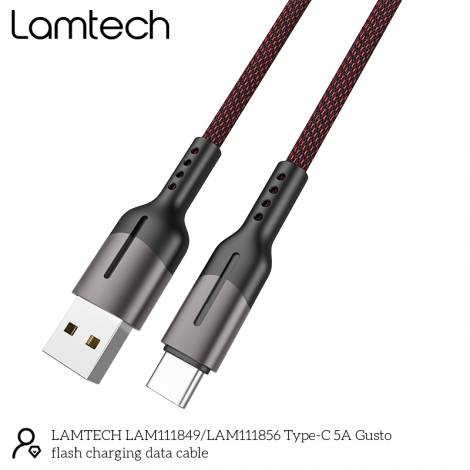 Lamtech Braided / Regular USB 2.0 Cable USB-C male - USB-A male Μαύρο 1.2m (LAM111849)