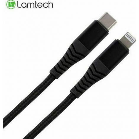 Lamtech Braided USB 2.0 Cable USB-C male - Lightning Μαύρο 2m (LAM021851)