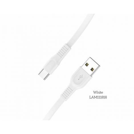 Lamtech Flat USB 2.0 Cable USB-C male - USB-A male Λευκό 1m (LAM111818)