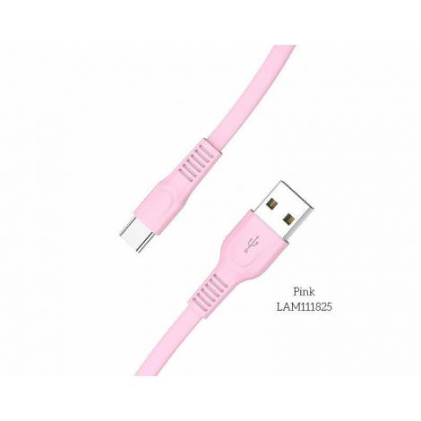 Lamtech Flat USB 2.0 Cable USB-C male - USB-A male Ροζ 1m (LAM111825)