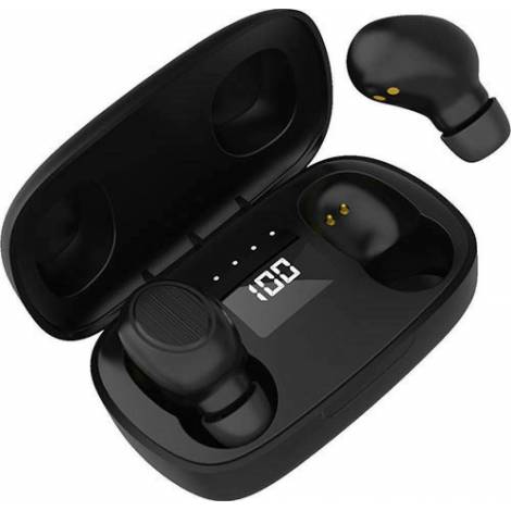 Lamtech In-ear Bluetooth Handsfree Ακουστικά με Θήκη Φόρτισης Μαύρα (LAM023138)