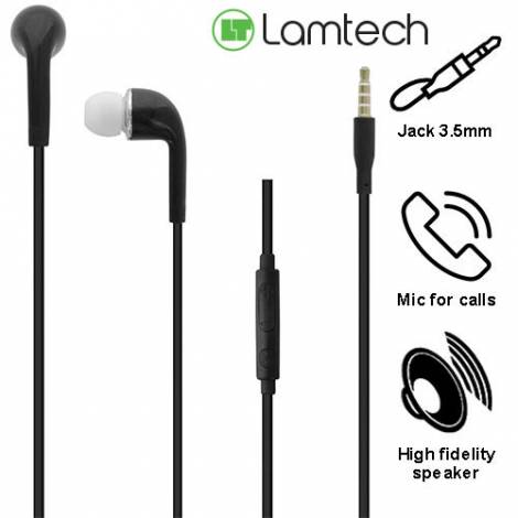 LAMTECH MOBILE EARPHONES WITH MIC BLACK