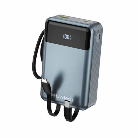 LAMTECH PD65W POWERBANK 20000MAH WITH TYPE-C AND LIGHTNING BUILT-IN CABLES QC3.0