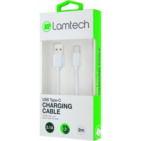 Lamtech Regular USB 2.0 Cable USB-C male - USB-A male Λευκό 2m (LAM446841)