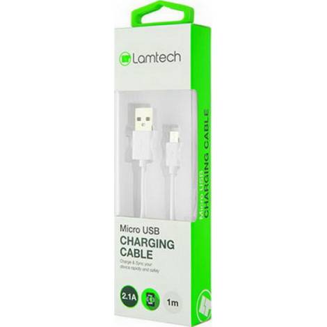 Lamtech Regular USB 2.0 to micro USB Cable Λευκό 1m (LAM440986)