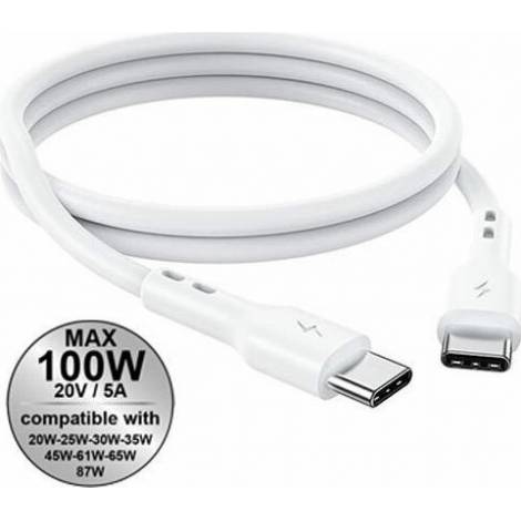 Lamtech USB 2.0 Cable USB-C male - USB-C male Λευκό 1m (LAM023657)
