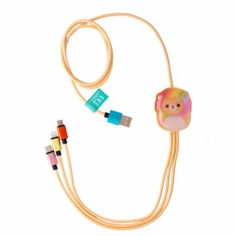 Lazerbuilt Squishmallows Leonard the Lion – 3-σε-1 Braided καλώδιο φόρτισης μήκους 1,2 μέτρα