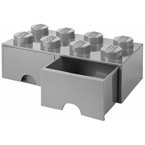LEGO Storage Brick 8 Drawer Stone Grey (12.5 x 12.5 x 18 cm)