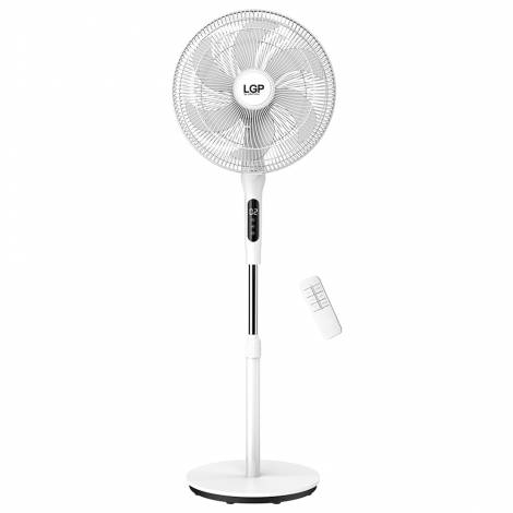 LGP ROUND BASE STAND FAN 16' 40CM 55W WITH REMOTE CONTROL AND TIMER WHITE