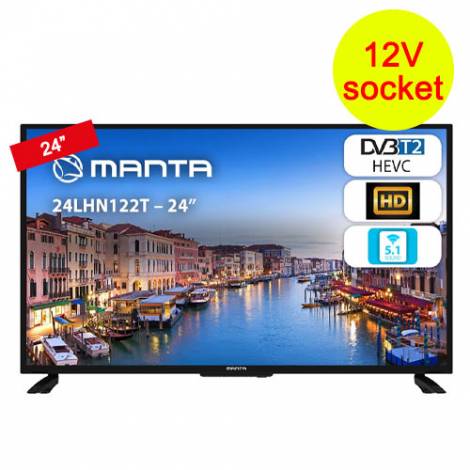 MANTA 24 '' HD DVB-T2 HEVC / H.265 TV, 12V SOCKET (24LHN122T)