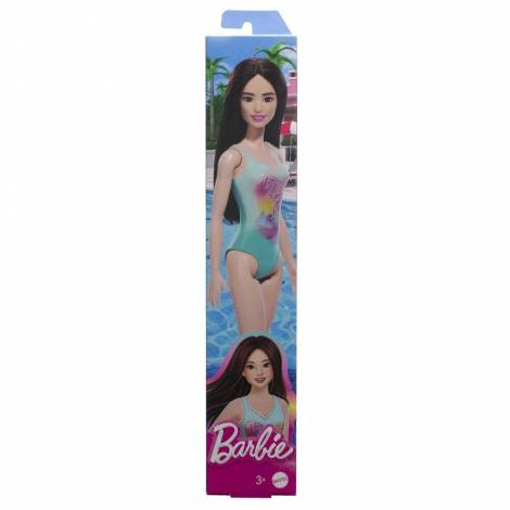 Mattel Barbie: Beach - Black Hair Doll Wearing Tropical Blue Swimsuit (HPV22)
