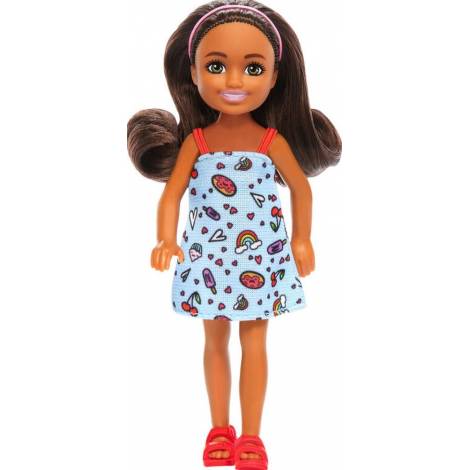 Mattel Barbie: Chelsea with Blue Dress, Headband  Brown Hair Mini Doll (HXM97)
