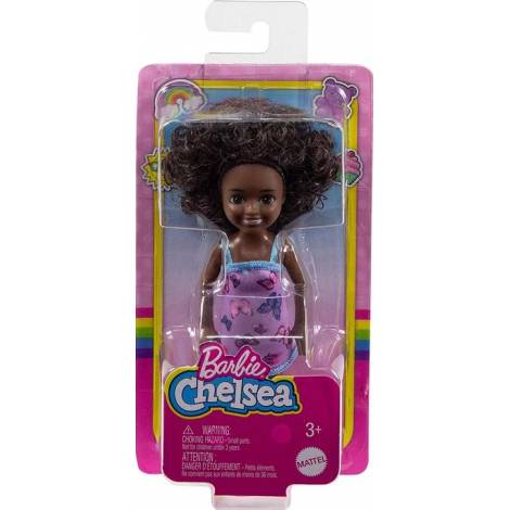 Mattel Barbie Club Chelsea Mini Girl Doll - Dark Skin Doll with Purple Dress (HGT03)