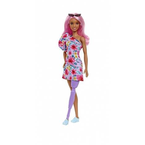 Mattel Barbie Doll - Fashionistas #189 - Pink Hair Off-Shoulder Floral Dress with Prosthetic Leg (HBV21)