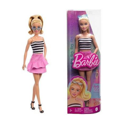 Mattel Barbie Doll - Fashionistas #213 Black And White Shirt and Pink Skirt Doll (HRH11)