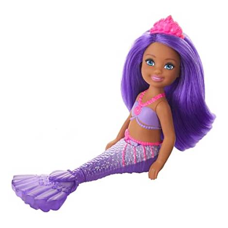 Mattel Barbie: Dreamtopia - Chelsea Mermaids - Doll with Dark Skin  Purple Hair (13cm) (GJJ90)
