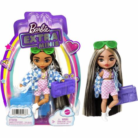 Mattel Barbie Extra Minis - Doll Wearing Checkered 2-Piece Fashion  Jacket (HGP64)